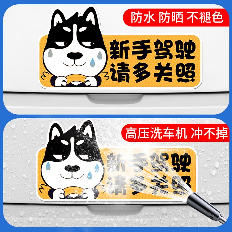 实习期车贴新手上路反光标志汽车磁贴搞笑个性创意磁吸女司机贴纸