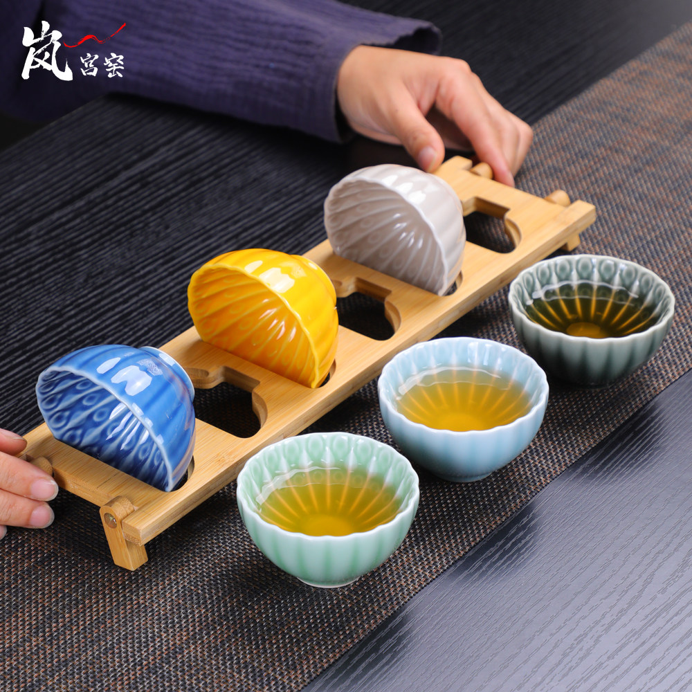 六彩加厚功夫茶小茶杯品茗杯茶具喝茶茶碗装杯一一色