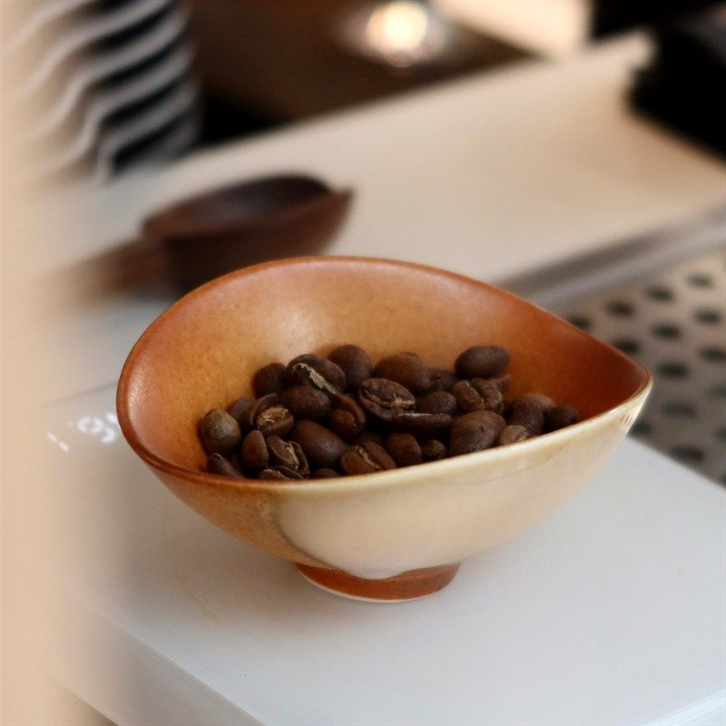 势咖啡豆碟手作苏打烧粗陶茶荷茶则 月牙形咖啡勺