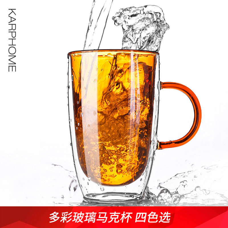 创意层耐热杯带把马杯咖啡杯泡茶水杯潮流女杯子装