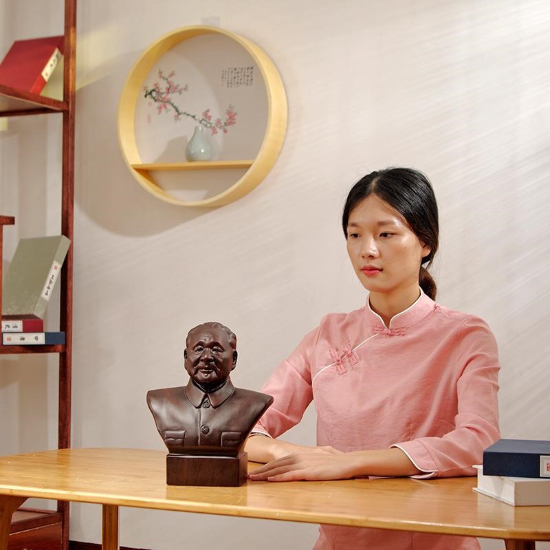 黑檀实木雕刻邓小平头像雕像工艺品摆件家居办公客厅装饰商务礼品