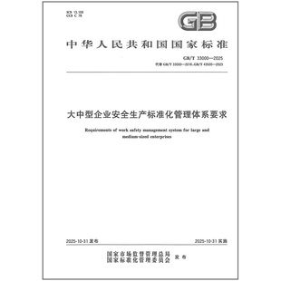 社 中国标准出版 大中型企业安全生产标准化管理体系要求 33000 有限空间作业安全技术规范GB 2025 46768 彩印