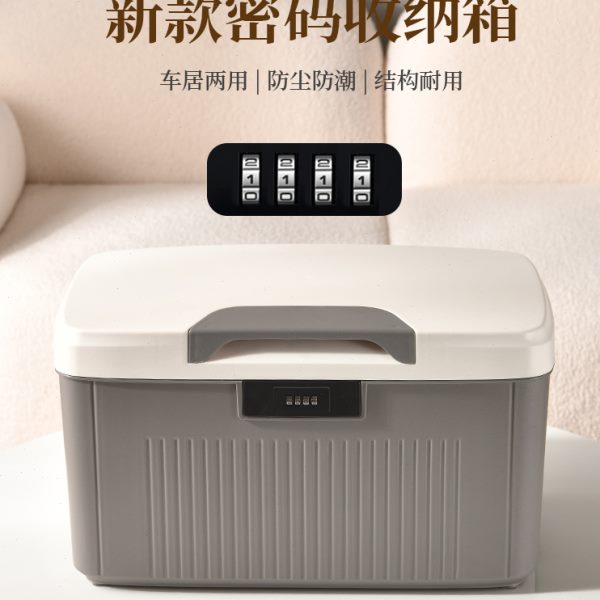 带锁柜子储物柜家用贵重物品收纳柜置物盒上锁的小柜子密码收纳箱
