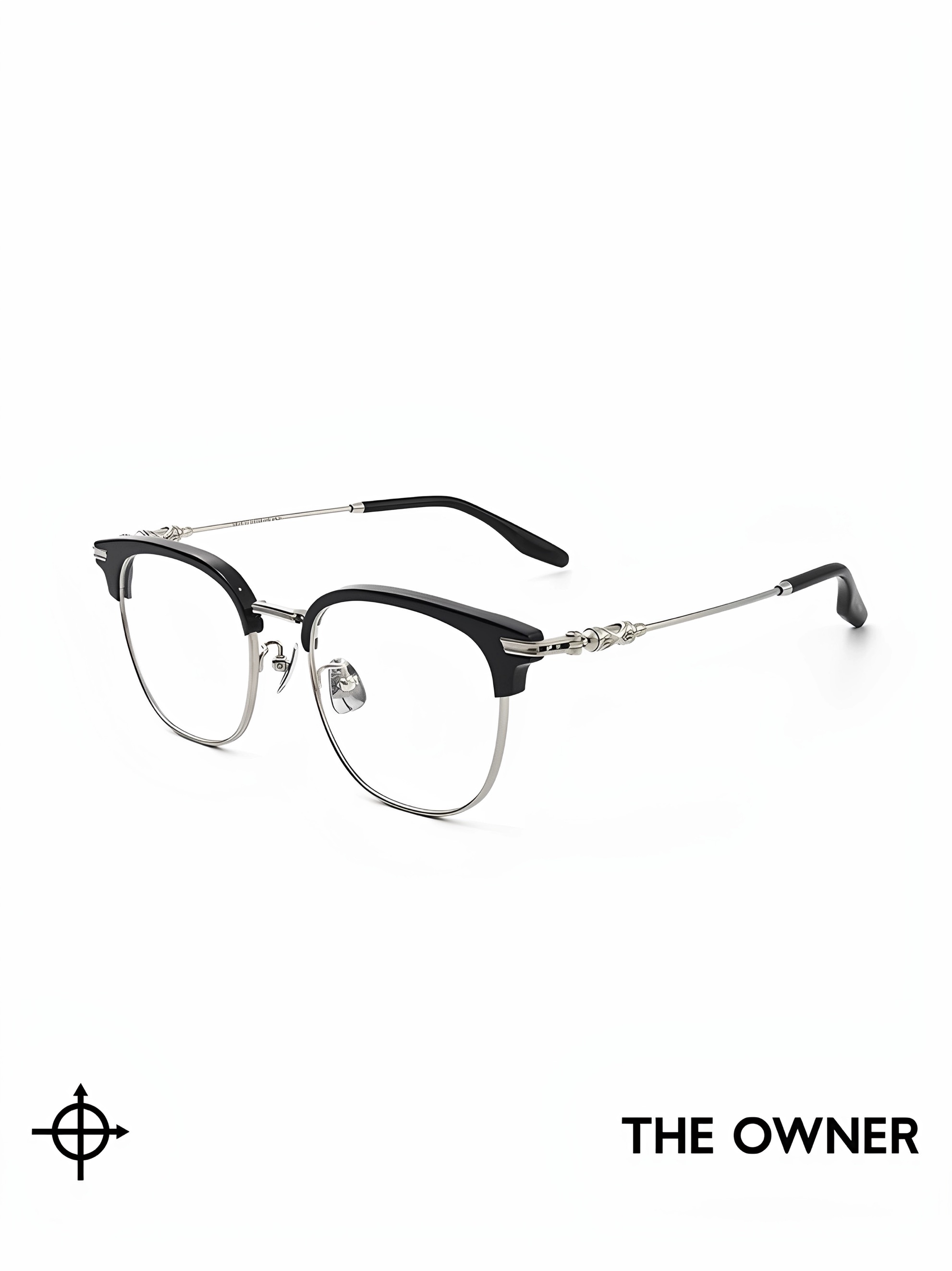 入戏T8510镜架星星雕花设计轻眼镜板材加钛双料半框近视眼镜架