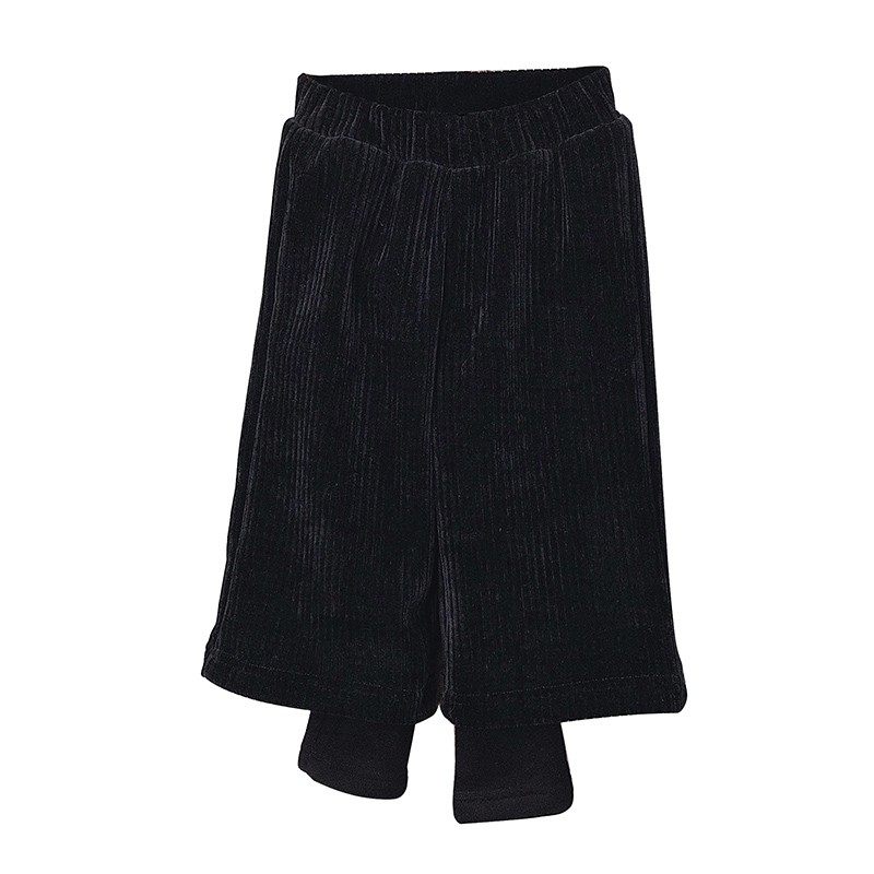 女童加绒阔腿裤秋冬季新款儿童男童假两件打底裤女孩一体裤长裤子