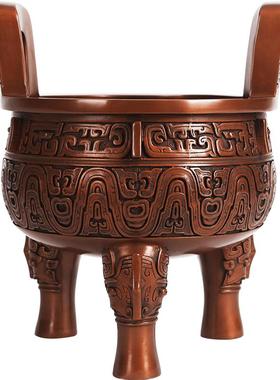 铜欣祥 纯铜鼎摆件紫铜克鼎开业礼品千秋鼎盛铜鼎客厅办公室摆件