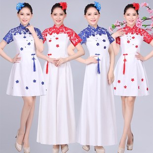 大合唱团演出服成人高中学生朗诵男女长裙红歌中老年古筝表演礼服