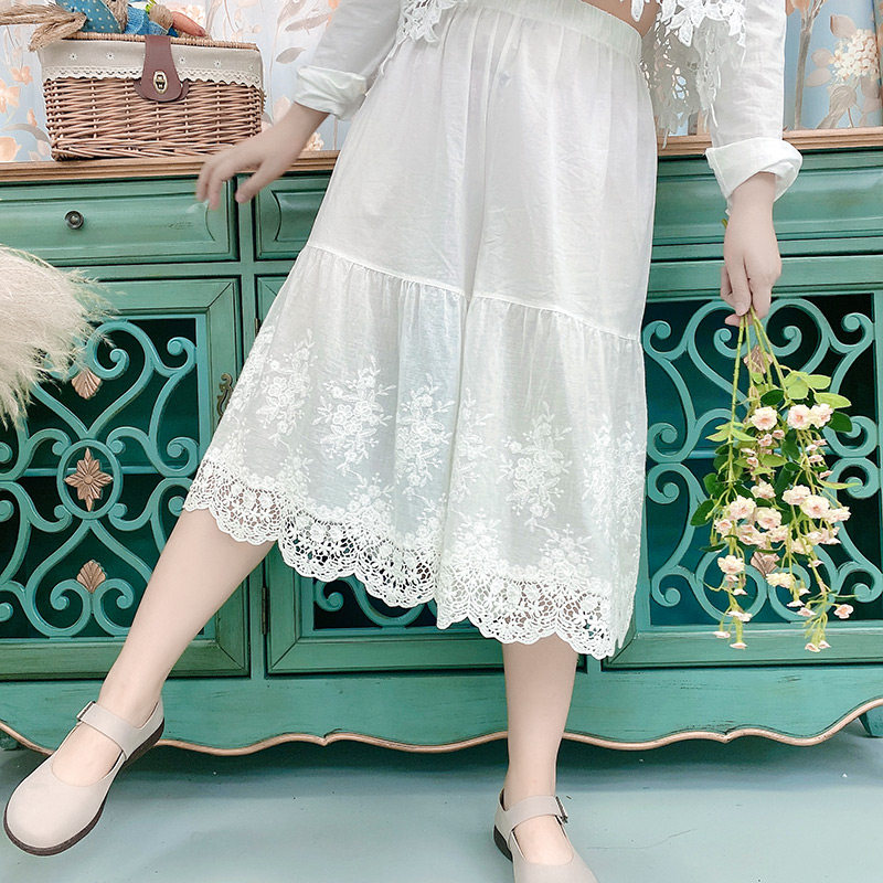 日韩森系花边松紧腰宽松裤裙纯棉薄款七分裤打底裤内搭透气阔腿裤,女装/女士精品,打底裤,淘宝优惠券,粉丝福利购,淘宝优惠卷