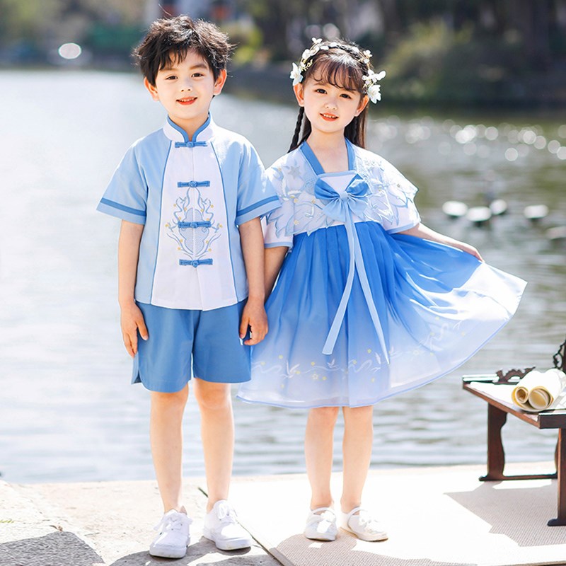 男女童中秋节演出服小学生班服汉服中国风国庆表演服装幼儿园园服