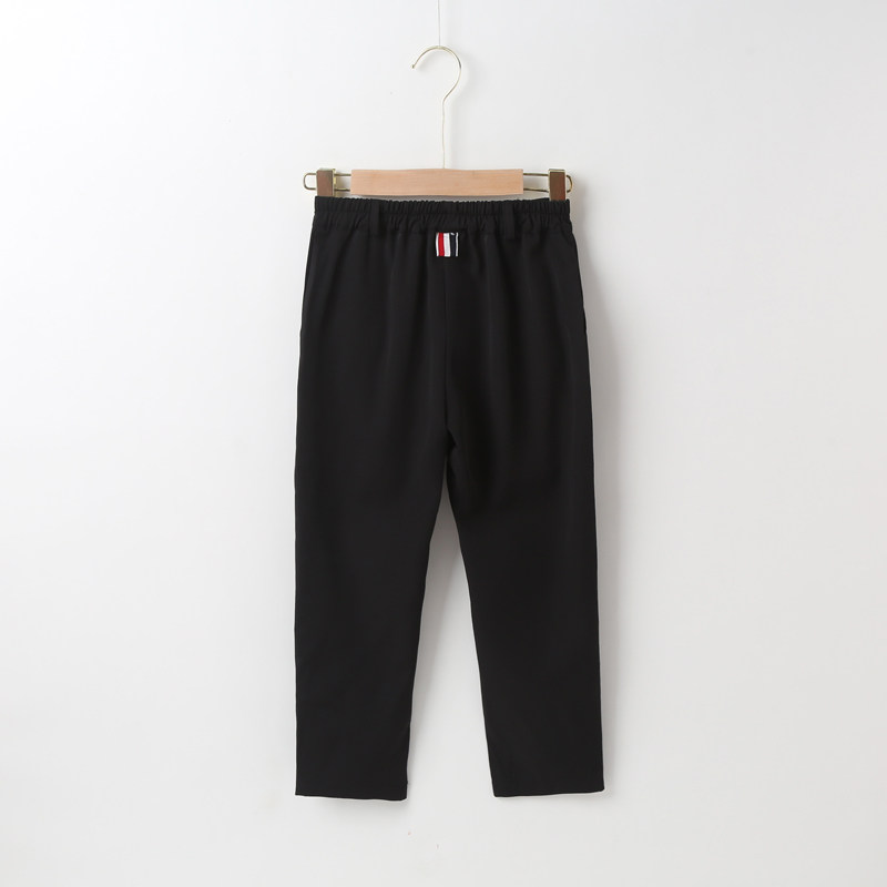 女童裤子黑色西装裤儿童男孩休闲长裤白衬衫套装学生班服中大童正