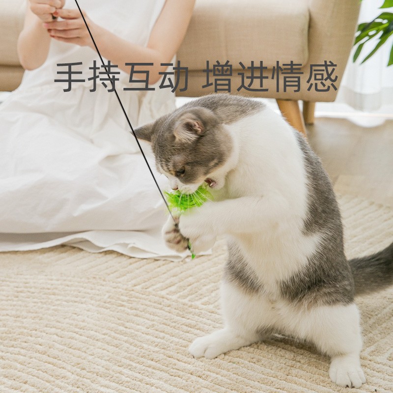逗猫棒猫咪解闷神器自嗨羽毛耐咬钢丝长杆可替换头小幼猫玩具用品