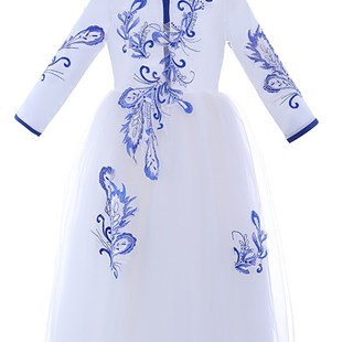 女童中国风旗袍公主裙表演古筝演奏演出服主持人夏季儿童高端礼服