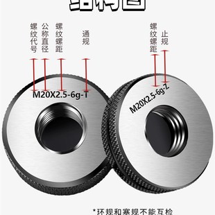 量规 通止规 外螺纹规检具m4m5m6m8m10 6g细牙螺纹环规 螺纹环规