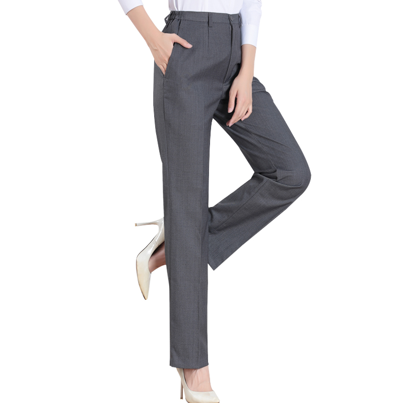 电信工作服灰色西裤女夏款汽车别克4S店单位直筒显瘦制服西装裤子