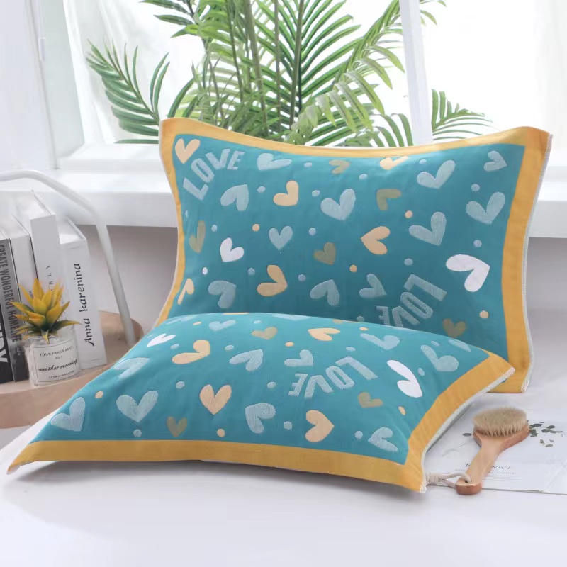 纯棉中号枕巾纱布新生全棉四季卡通成人儿童学校4060枕头盖巾吸汗