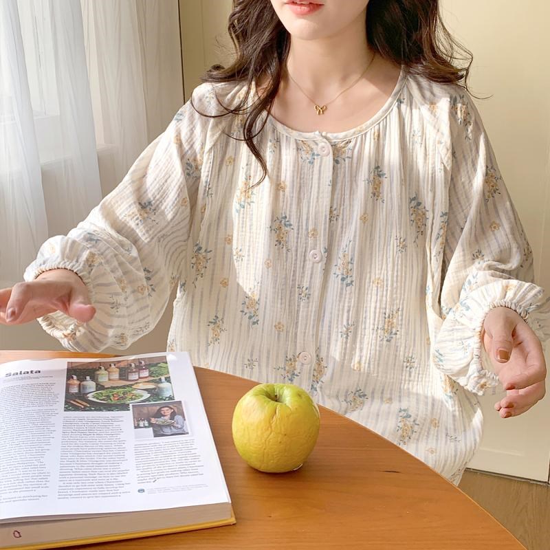 月子服待产裙裤套装春秋纯棉纱布产后哺乳睡裙春季孕妇睡衣孕期