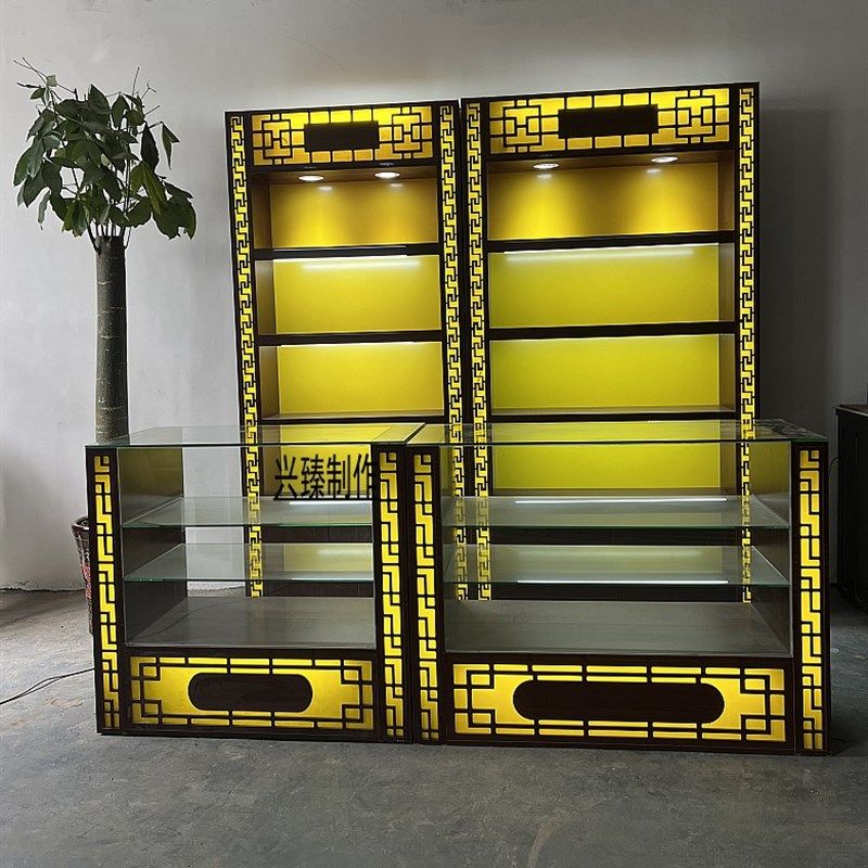 冬虫夏草海参燕窝展柜参茸展示柜名贵中药材货架烟酒茶叶展示柜