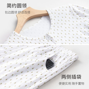 春织老人睡衣女纯棉开衫套装薄内衣春秋中老年男士夏季家居服外穿