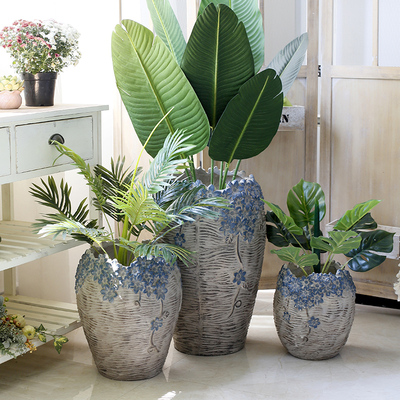 创意庭院仿水泥陶瓷特大号户外花园别墅北欧简约花盆阳台深高盆