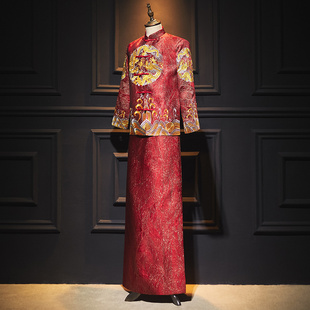 新郎秀禾服2021夏季新款中式新郎服男结婚礼服古装汉服龙凤褂接亲