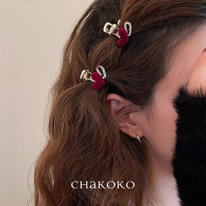 2个可爱刘海发饰红色小号抓夹女秋冬侧边夹子2024新款高级感发夹