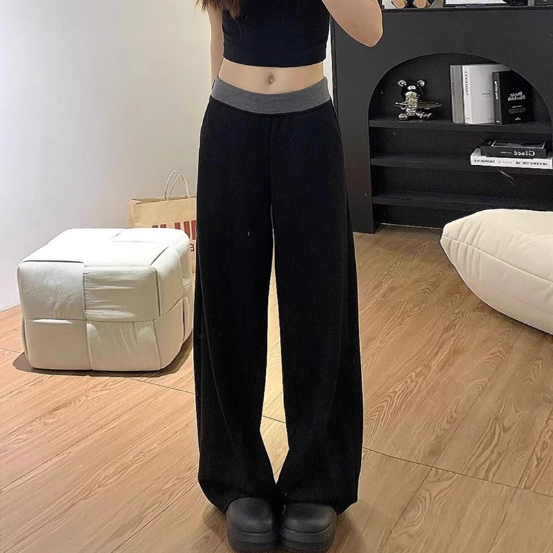 休闲阔腿裤女大码秋季2024新款胖妹妹宽松显瘦遮胯中长款直筒裤子