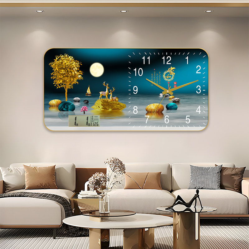 高档万年历客厅挂钟家用钟表静音座钟台式墙上时钟卧室石英钟挂表,家居饰品,挂钟,淘宝优惠券,粉丝福利购,淘宝优惠卷