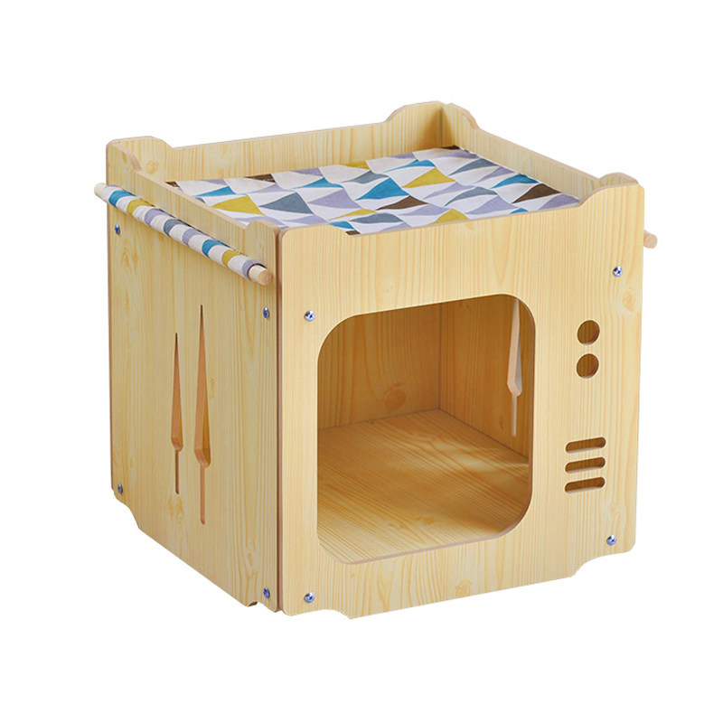 木板电视机猫窝多猫木质双层三层多层木制方形个性茶几边猫咪家具