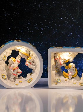 宇航员创意小夜灯桌面摆件解压治愈系卧室装饰品太空人生日礼物男