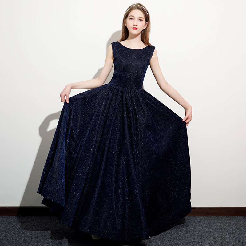 儿童生日宴会闪亮片公主裙女大童小提琴主持人走秀钢琴演出晚礼服