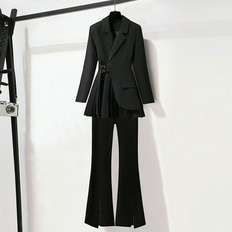 微胖妹妹高端气质西装外套秋季新款大码女装洋气显瘦两件套装裤子