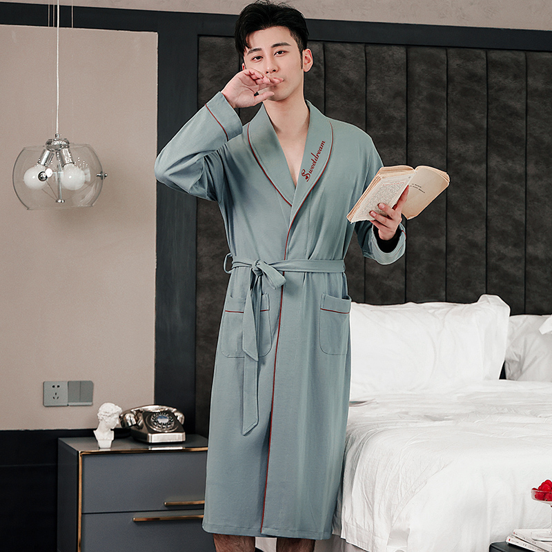 男睡袍夏季新款大码薄款纯棉日式浴袍吸水专用新疆棉春秋睡衣