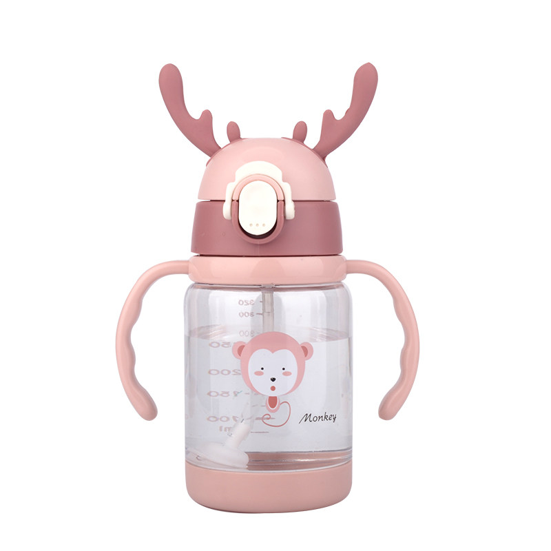 宝宝水杯吸管杯儿童水壶夏季防漏手柄背带幼儿园上学水杯防摔学饮