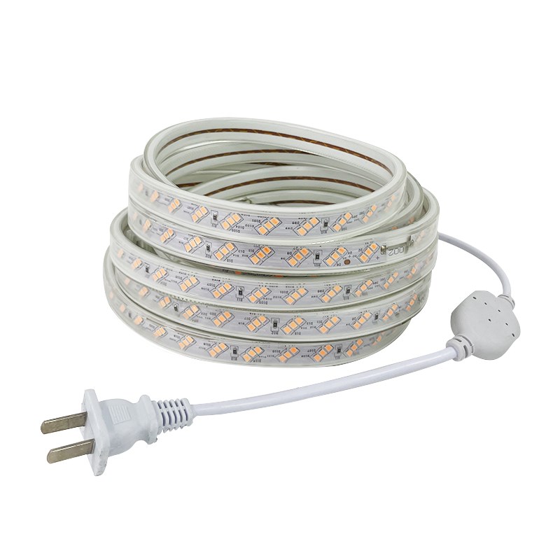 220V三排暖光LED灯带条防水暖色180灯3000KLED灯条户外防雨温馨