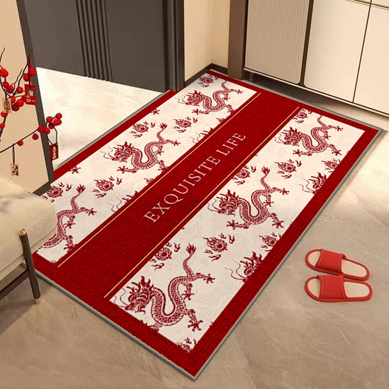 龙年新中式入户门地垫高级感进门门口地毯玄关换鞋脚垫子喜庆新年