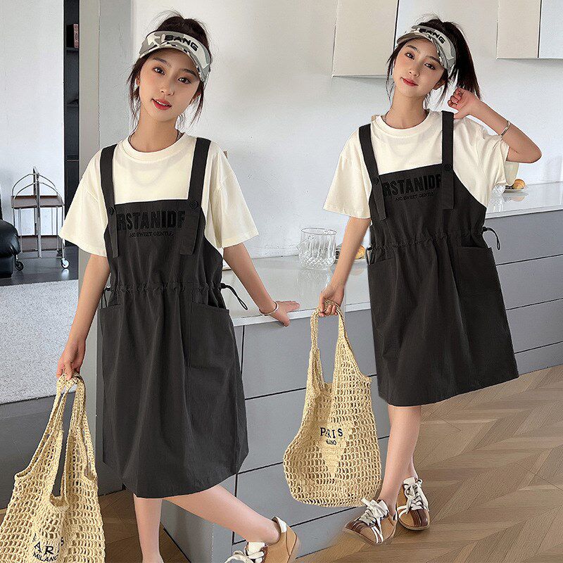 胖女童连衣裙夏季新款女孩洋气裙子中大童假两件背带裙加肥加大码