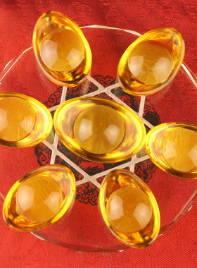 黄水晶金元宝摆件家居客厅中式玄关装饰品大小号家居乔迁开业礼品