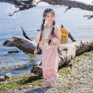 西子问汉服女童春装2025新款儿童新中式上衣国风裤子套装日常蝶苒