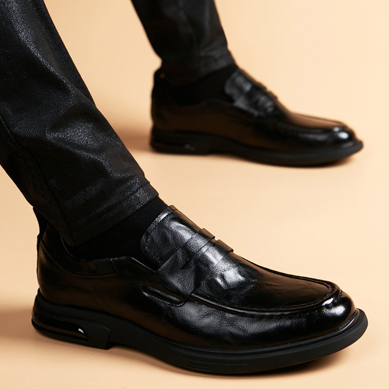 夏季皮鞋男透气软皮软底套脚豆豆鞋开车休闲真皮英伦风一脚蹬男鞋