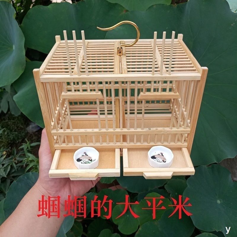 大空间带粪托纯手工天然竹制精制蝈蝈笼子鸣虫用具蛐蛐笼蟋蟀竹编