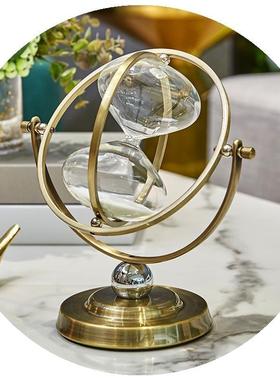 沙漏计时器摆件办公室复古旋转沙漏 家居轻奢P客厅电视柜酒柜摆设
