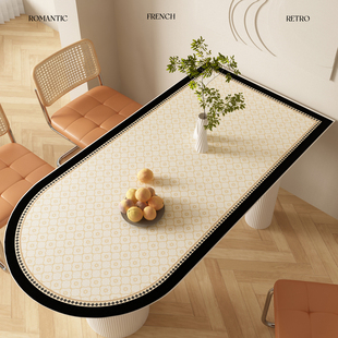 法式弧形椭圆形半圆防水防油皮革桌布可擦免洗岛台餐桌垫矽胶桌垫