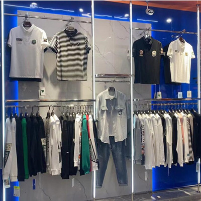 服装店展示架男女装挂衣架子带灯发光天地立柱组合架不锈钢中岛架