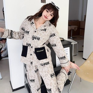 xs家居服2024春季 长裤 150cm 纯棉睡衣女小个子145春秋休闲长袖 新款