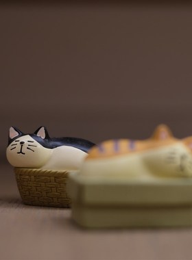 祝你好眠爱睡觉可爱胖橘猫奶牛猫公仔模型摆件氛围家居装饰