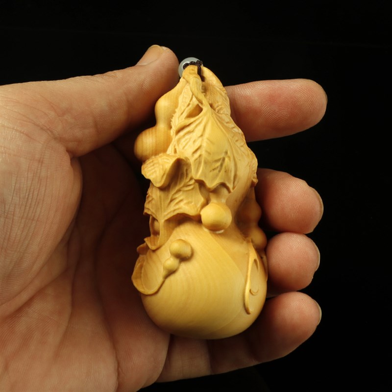 黄杨木雕手把件小葫芦手工艺把玩汽车钥匙挂件福禄满堂创意家礼品