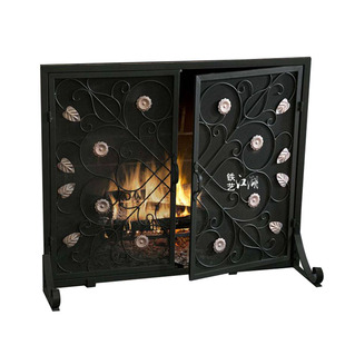 定制 饰护栏新品 欧式 家用复古铁艺带门壁炉屏风隔断防火取暖器装