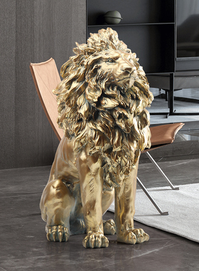轻奢狮子客厅大型落地摆件办公室电视柜旁家居装饰品乔迁新居礼品
