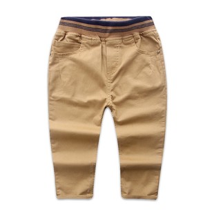 男童卡其色休闲裤秋季小学生弹力小脚长裤松紧腰修身演出儿童校裤