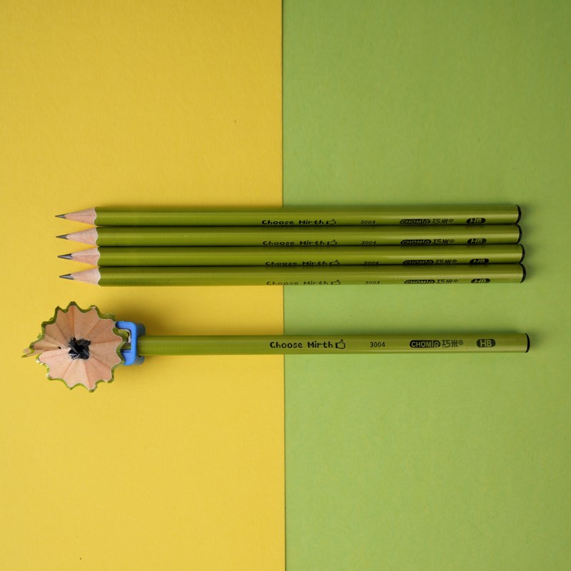 巧米学生儿童写字用HB荧光素描带橡皮擦书写三角矫正握姿石墨铅笔